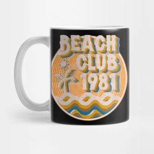 vintage retro beach club 70s 1981 with spirale orange Mug